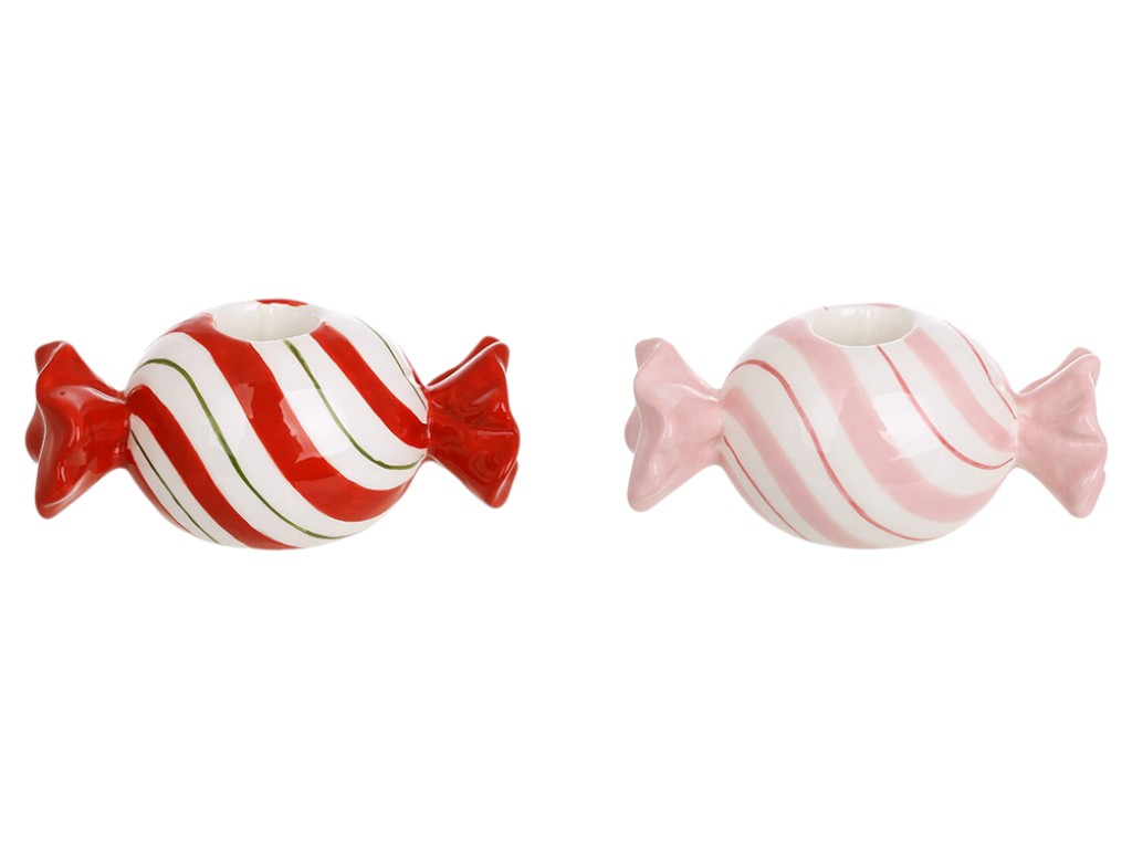 Подсвечник Candy, керамика, свеча 24мм, 12×6,4×5,1см, 2 дизайна (цена за 1шт)