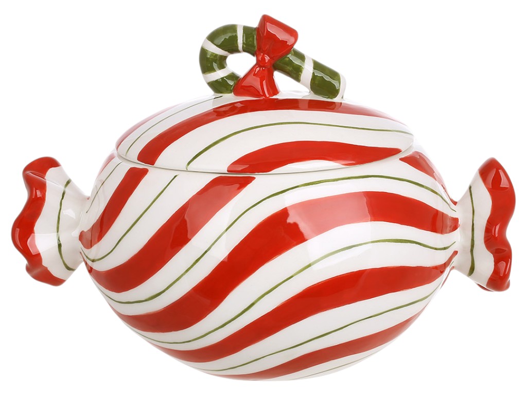 Банка для солодощів Candy, кераміка, 860мл, 21,5×13,2×15см, колір червоний з білим