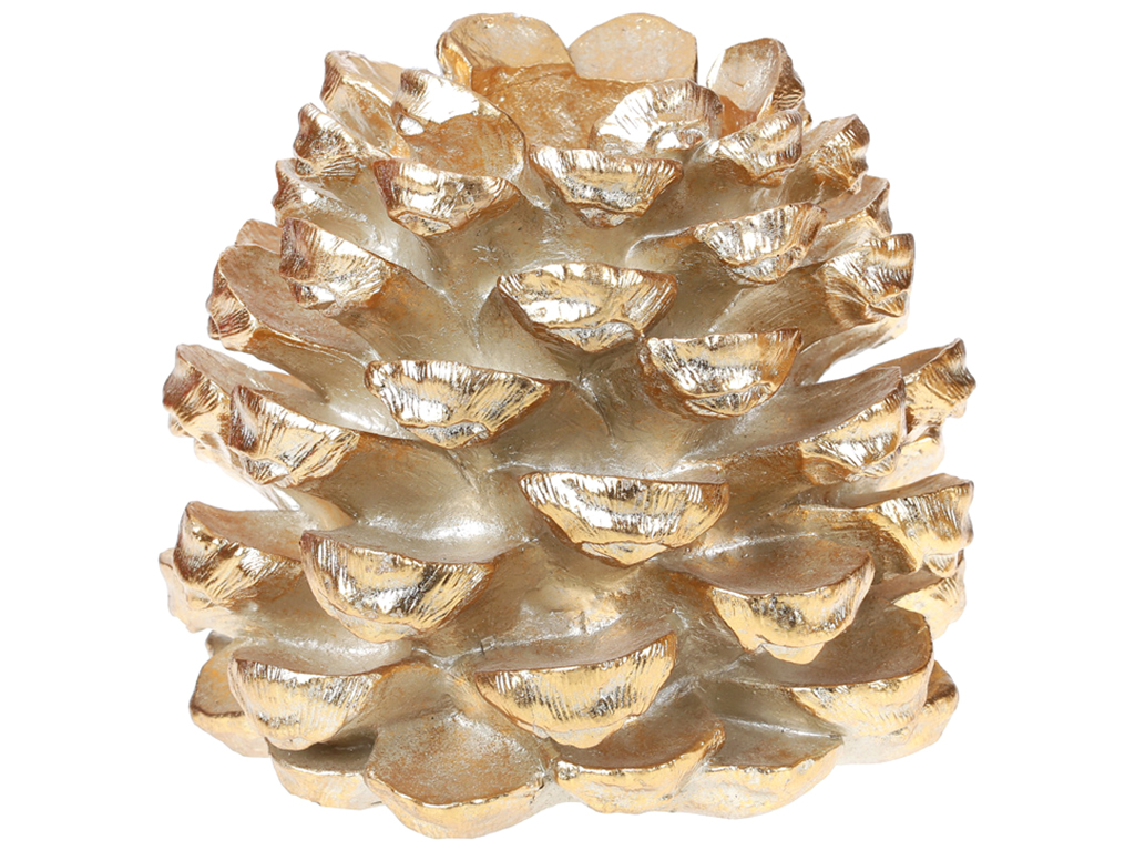 Декоративный подсвечник на одну свечу Шишка, 25см, цвет – золото