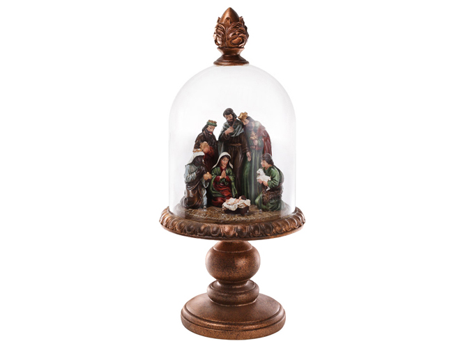 Вертеп під скляним ковпаком з LED - підсвічуванням, на батарейках 3хАА (в комплект не входять), 56см