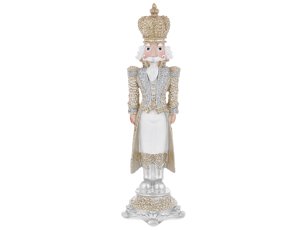 Статуэтка Солдатик, цвет - золото с серебром и белым, 25см