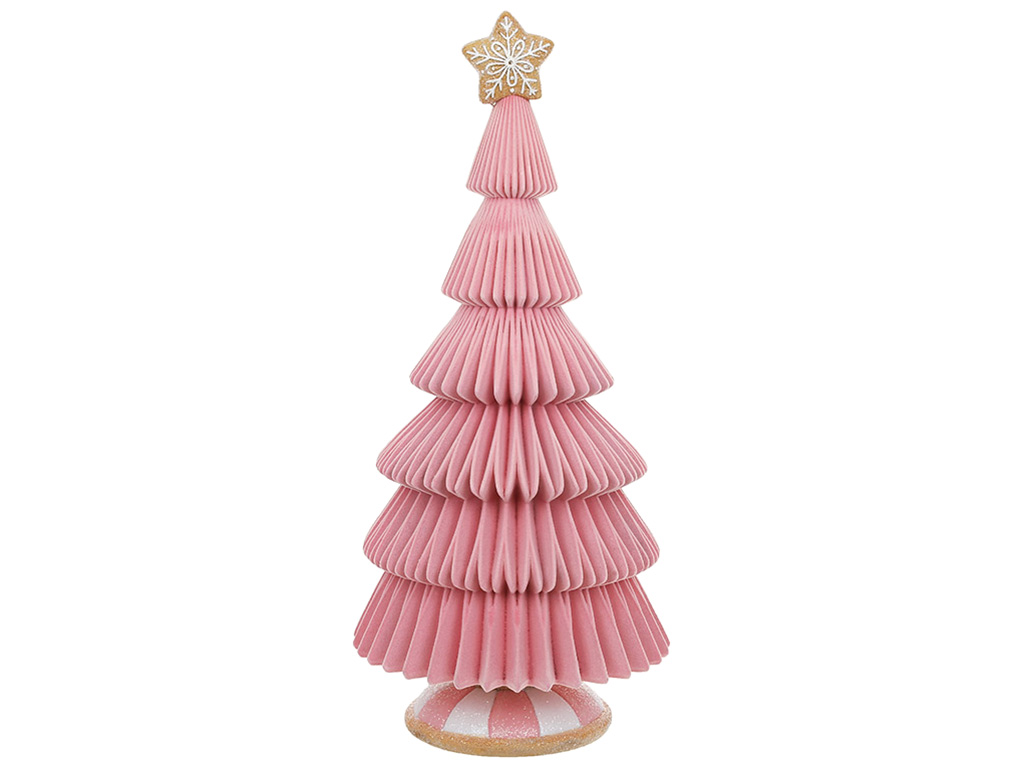 Декоративна фігура Зефірно-пряникова ялинка з флоковим напиленням, 21,5x21,5x48см