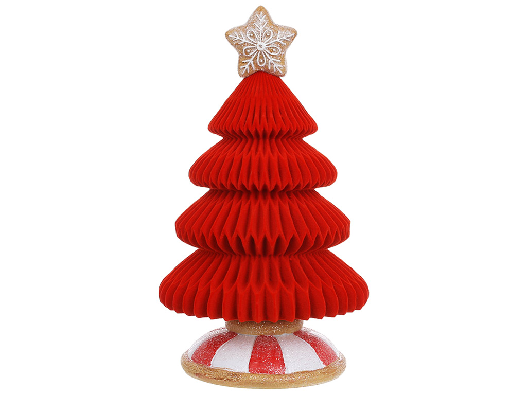 Декоративная фигура Зефирно-пряничная елка с флоковым напылением, 18x18x31см