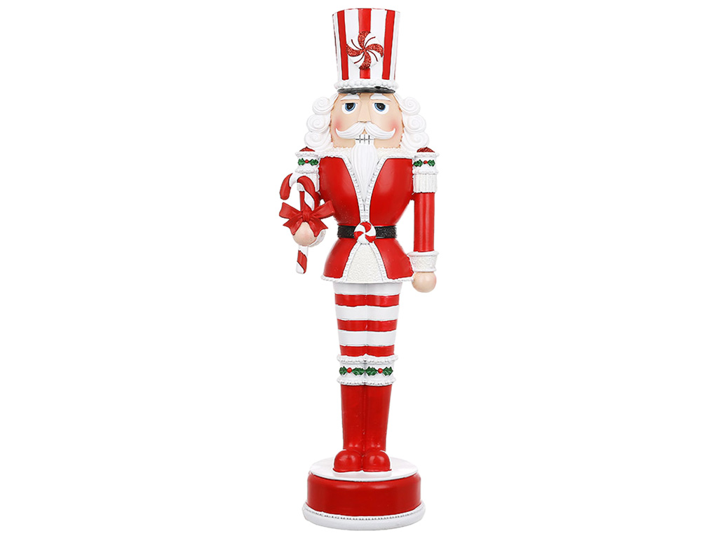 Декоративна фігура Candy - Лускунчик, 15x12x50,5см, колір - червоний з білим