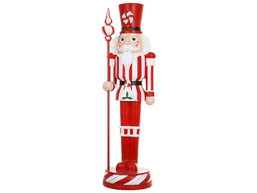 Декоративная фигура Candy - Щелкунчик, 17x17x61см, цвет - красный с белым