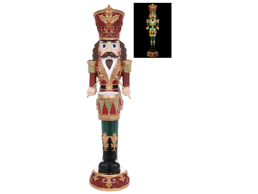 Декоративная фигура с LED подсветкой Щелкунчик, 23x25x91,5см, цвет – бордо