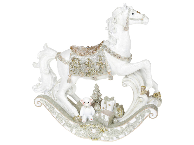 Декоративная фигура Лошадка - качалка с LED - подсветкой, 40см, цвет - шампань