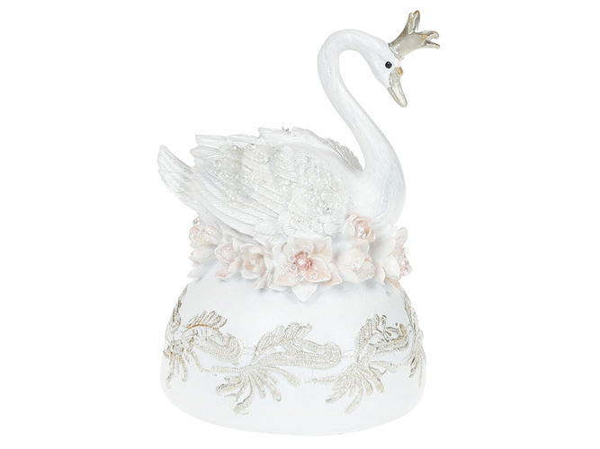 Декоративная музыкальная фигурка Лебедь в магнолиях, 15см