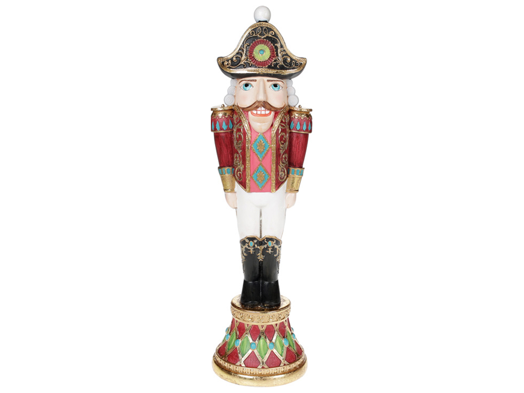 Декоративная статуэтка Щелкунчик, 35,5см, цвет - бордо с розовым и бирюзой