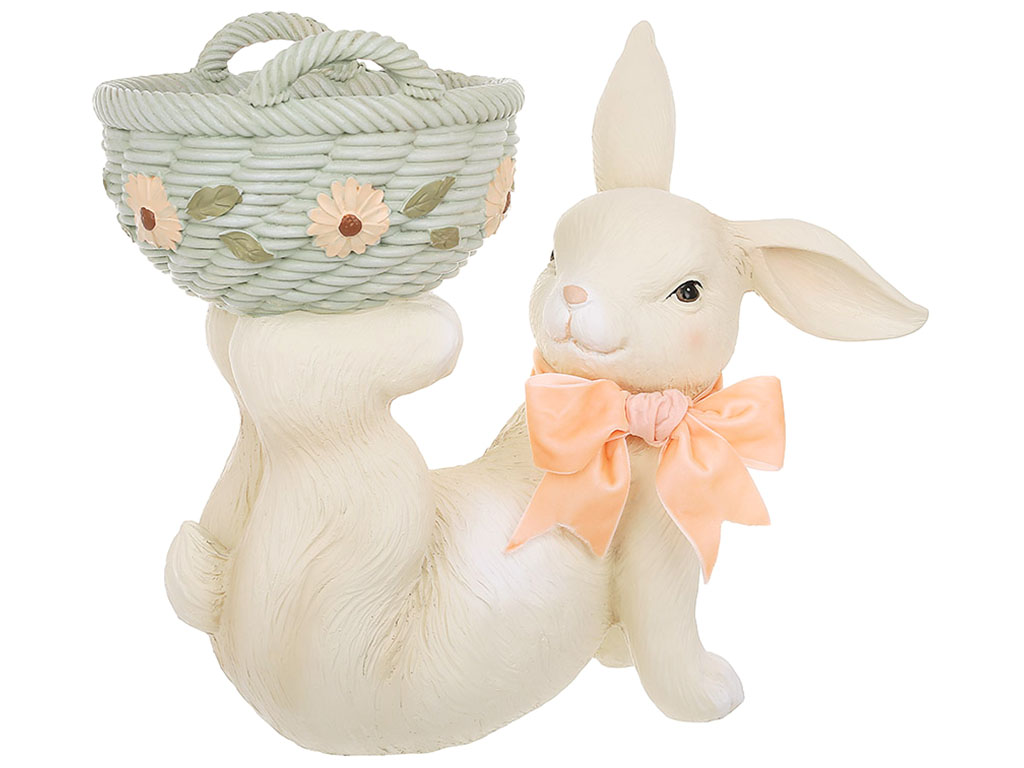 Декоративное кашпо Кролик с корзиной, 36x18,5x30,7см