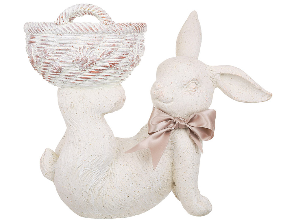 Декоративное кашпо Кролик с корзиной, 32x18,5x30см, цвет - белый