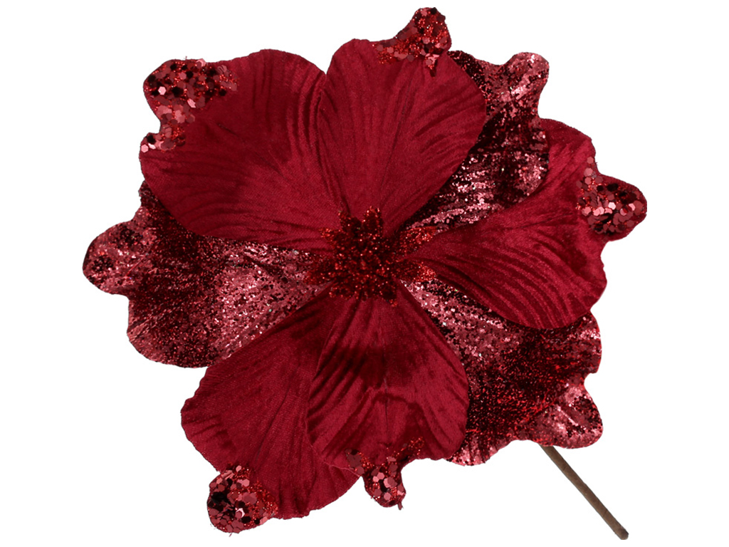 Декоративна квітка Магнолія 25см, колір - бордо