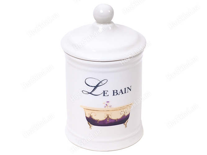 Ємність порцелянова для гігієнічного приладдя з кришкою Le Bian, 650мл, колір - білий