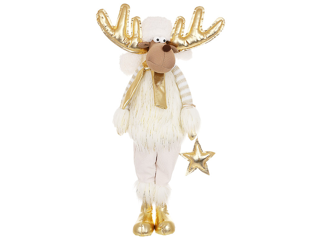 Мягкая игрушка Олень, 30x19x68см, цвет - кремовый с золотом