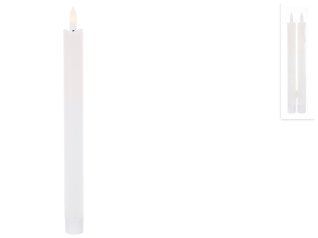 Набор светодиодных свечей, теплый белый свет, цвет - белый (цена за набор 2шт)