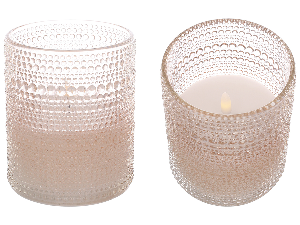 Светодиодная восковая свеча в стеклянной колбе Bauble, теплый белый свет, цвет стекла - vanilla