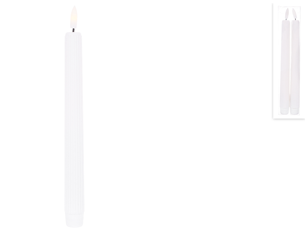 Набор светодиодных столовых свечей, теплый белый свет, цвет - белый (цена за набор 2шт)