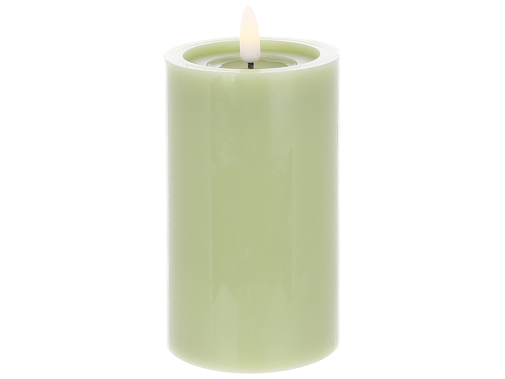 Светодиодная восковая свеча с живым пламенем, теплый белый свет, цвет - травянисто-зеленый