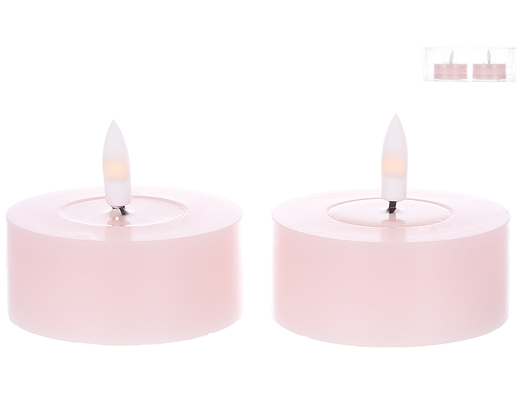 Набор светодиодных свечей, теплый белый свет, цвет бледно-розовый (цена за набор 2шт)