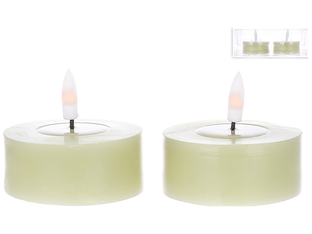 Набор светодиодных свечей, теплый белый свет, цвет - травяно-зеленый (цена за набор 2шт)