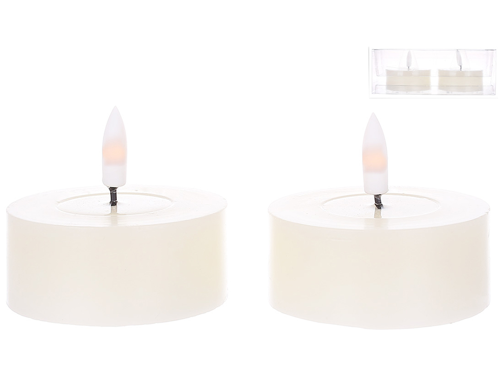 Набор светодиодных свечей с живым пламенем, теплый белый свет, цвет - vanilla (цена за набор 2шт)