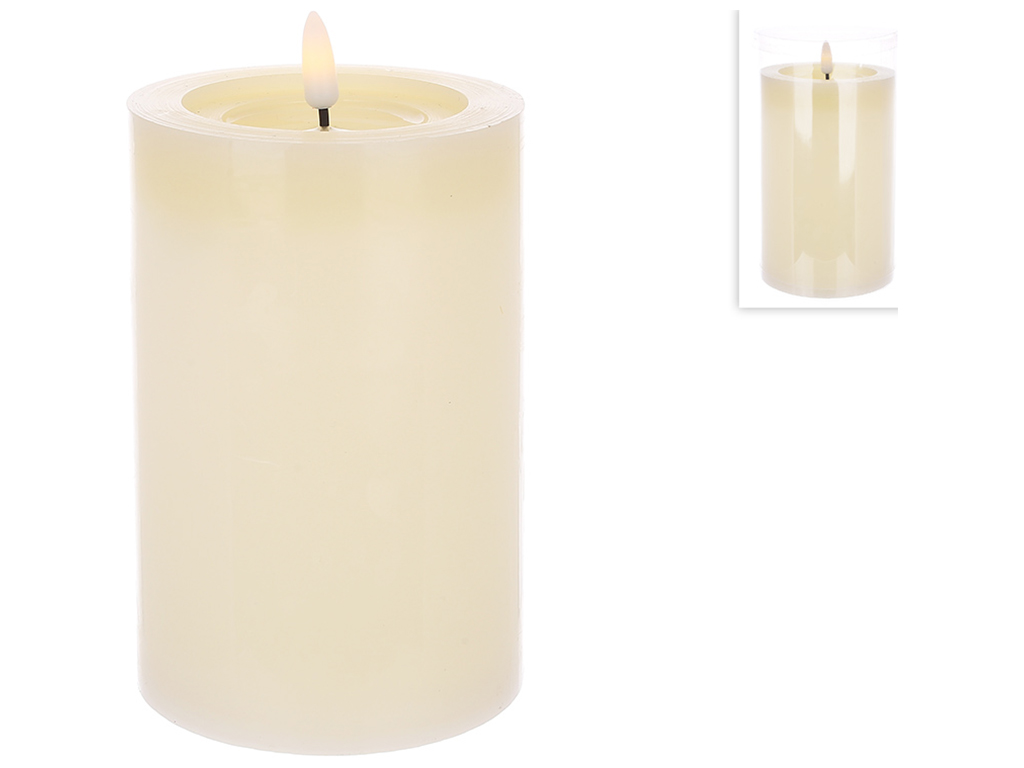 Світлодіодна воскова свічка з живим полум'ям, тепле біле світло, колір - vanilla