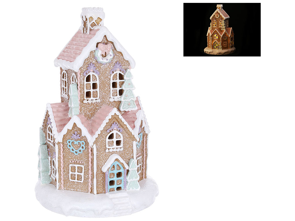 Декор Пряниковий Будиночок з LED підсвічуванням, 20х20х32см