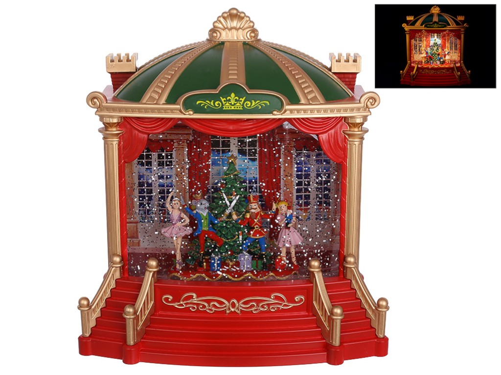 Фигура водяная музыкальная Театр, с LED-подсветкой, Jingle Bells, 22×11×23см, цвет красный с зелёным
