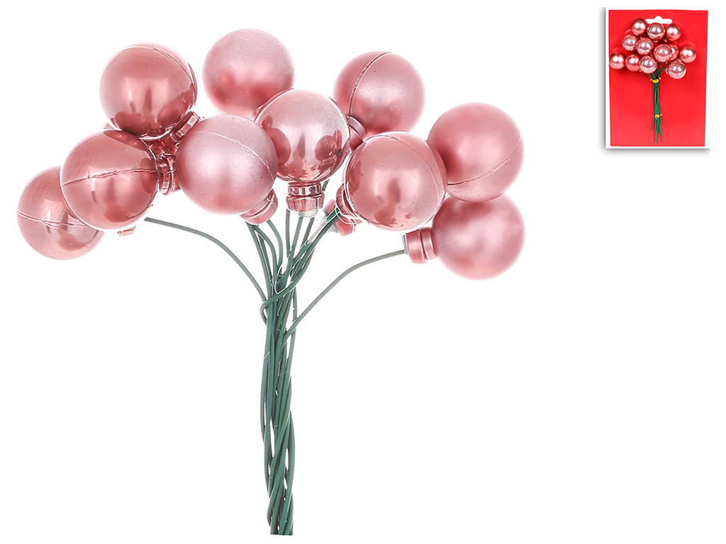 Букетик ягід для декору 12шт, 2см, колір - темно-рожевий