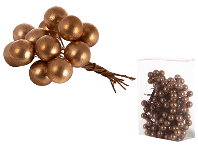 Набор декоративных ягод 150шт, 1,2см, цвет - золото