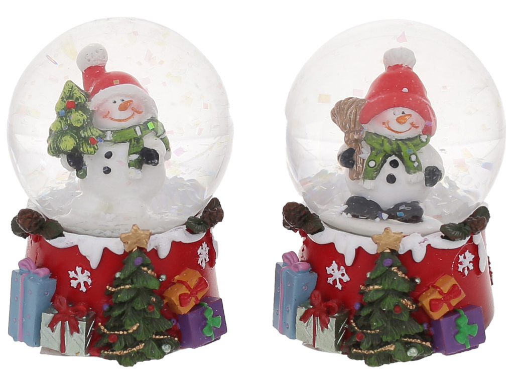 Стеклянный шар с водой Снеговик, 2 дизайна, 5,4см (цена за 1шт)