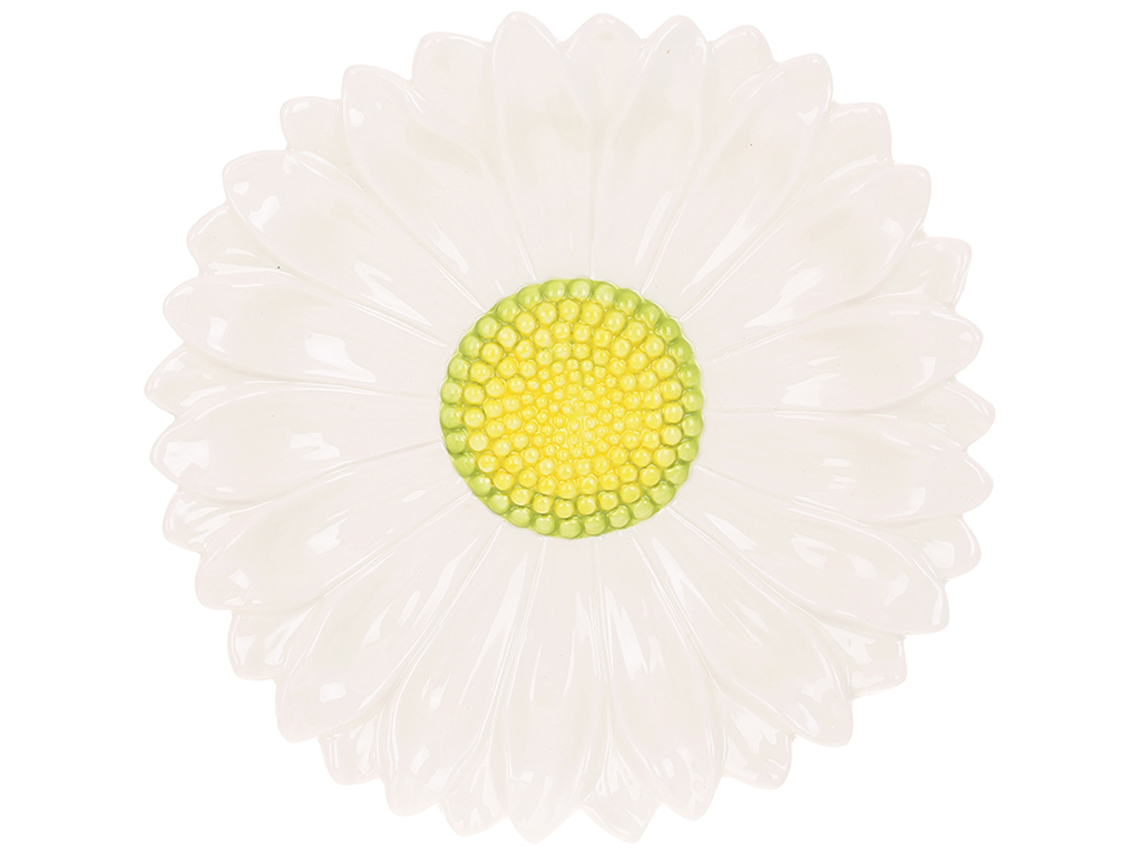 Тарелка керамическая Ромашка, D26см, цвет-белый