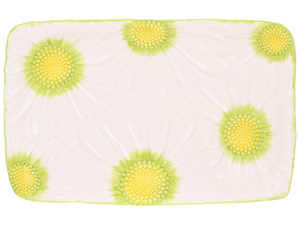 Блюдо прямокутне керамічне Ромашки, 31,5x20x3,5см, колір-білий