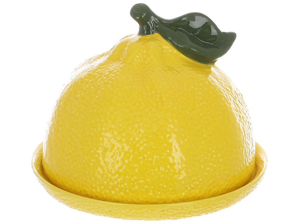 Маслянка керамічна Lemon, D17x14см, колір-жовтий