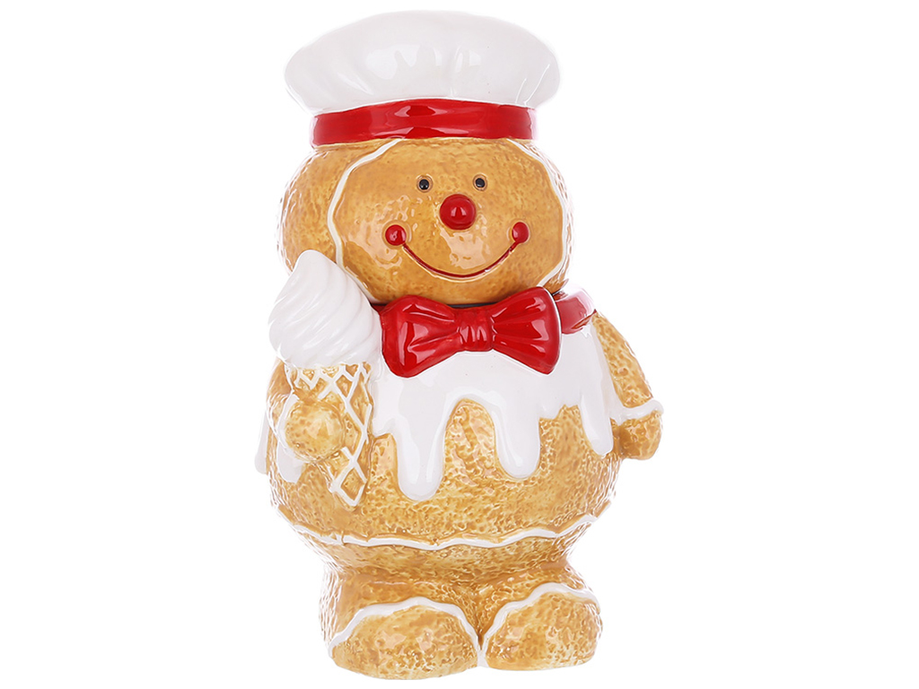 Банка для сладостей Пряничный мальчик, 1,2л, цвет светло - коричневый с красным