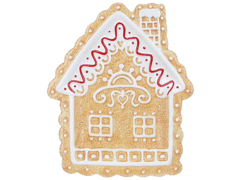 Тарілка керамічна Пряничний будиночок, 26х21,5х2,5см, колір світло - коричневий