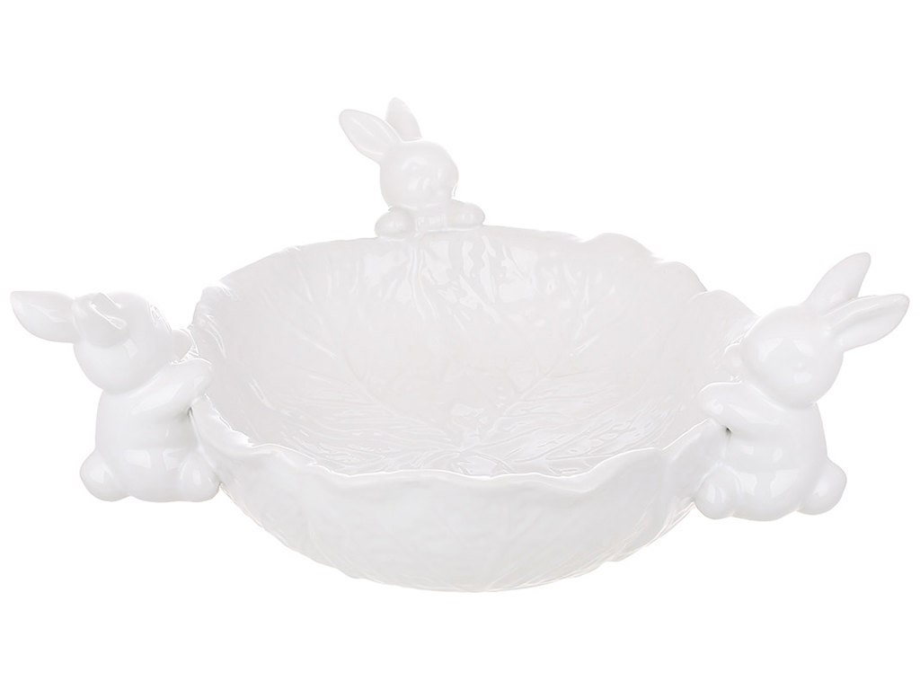 Пиала керамическая Зайки с капустой, 1,5л, цвет - белый