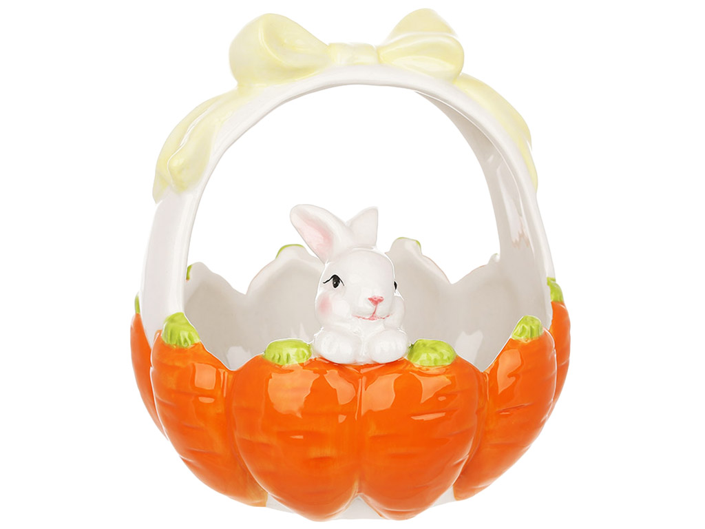 Цукерниця керамічна Зайчик у морквині, 14,5x14,5x16,5см