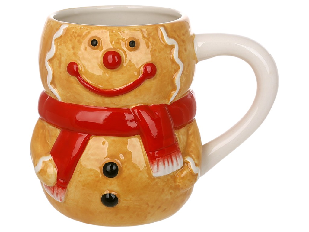 Чашка керамическая Пряничный человечек, 600мл, цвет коричневый