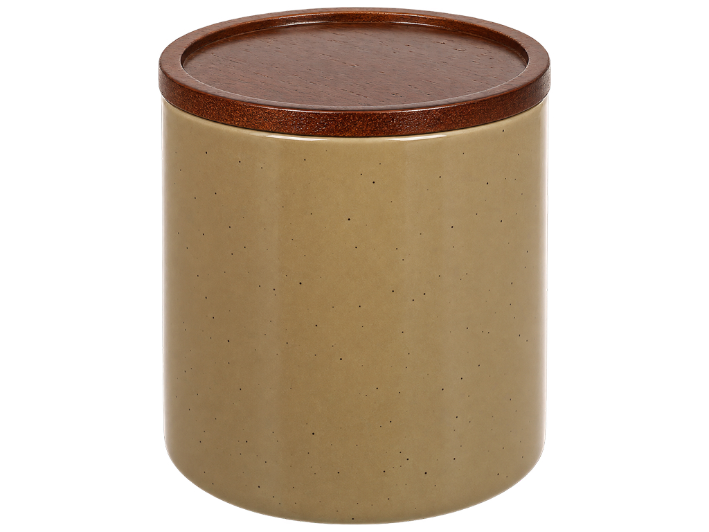 Емкость для хранения Natural Serving Grey с деревянной крышкой, 350 мл, 9×9×9,5 см