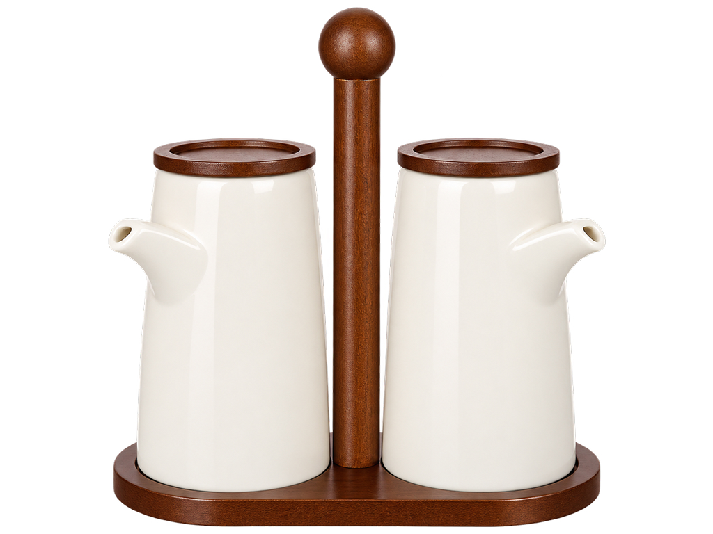 Набор для масла и соуса Natural Serving Cream на подставке, 19×9,5×18,5 см, 300 мл
