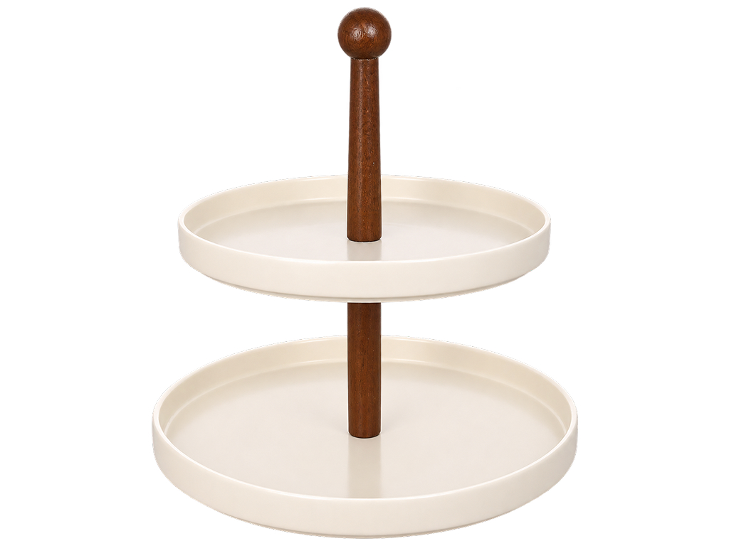Подставка для десертов двухъярусная Natural Serving Cream с ручкой, 26,5×26,5×26 см