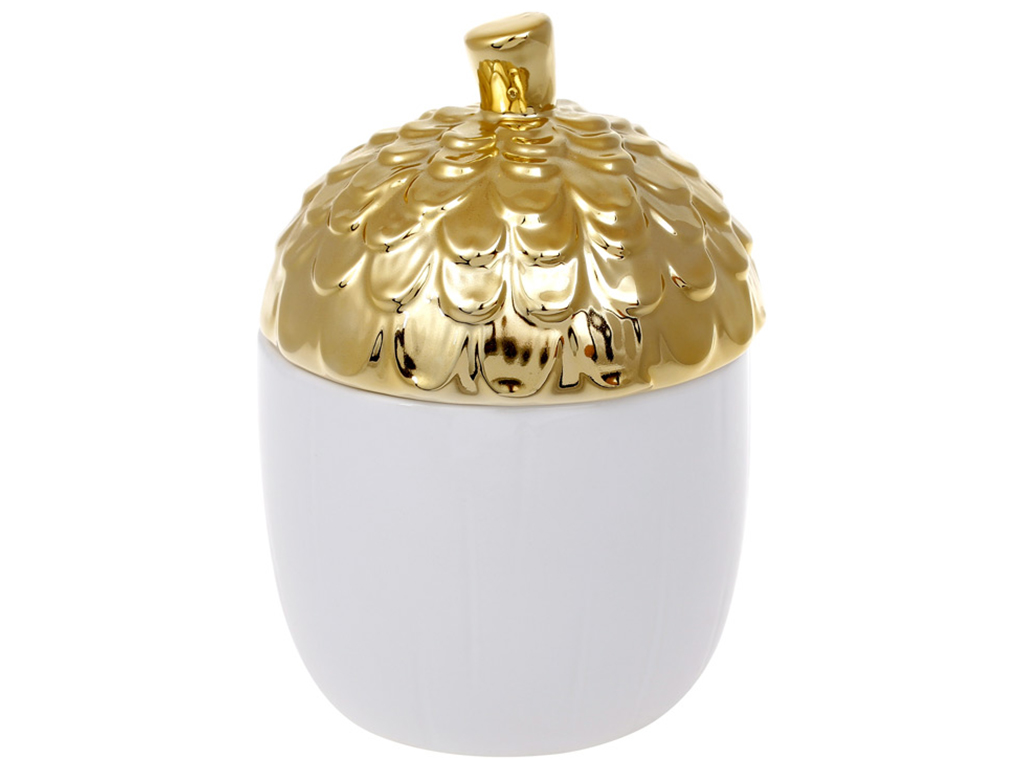 Банка Желудь, 670мл, цвет - белый с золотом