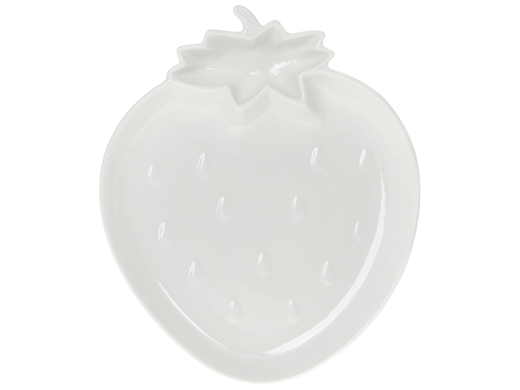 Блюдо фарфоровое Клубника, 26см, цвет – белый