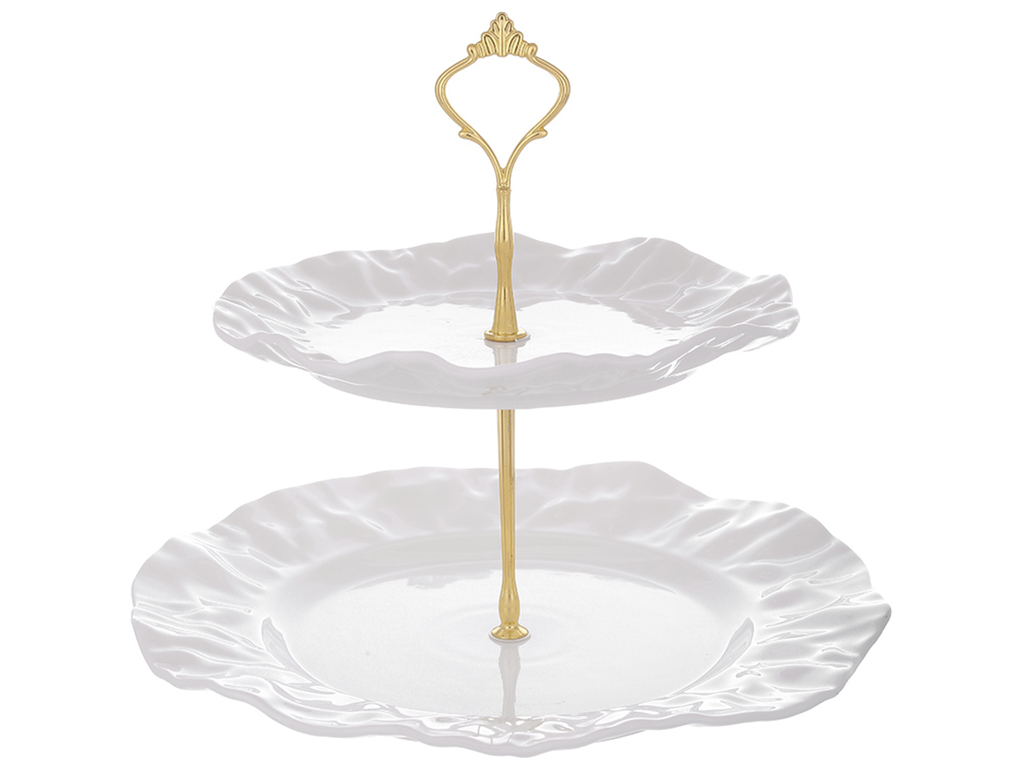 Фруктовница двухъярусная, 25см, цвет - белый