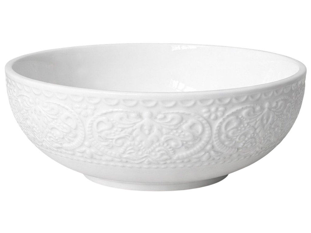 Салатник фарфоровый круглый Dentelle Blanche для подачи блюд, 20,5×20,5×6,9 см
