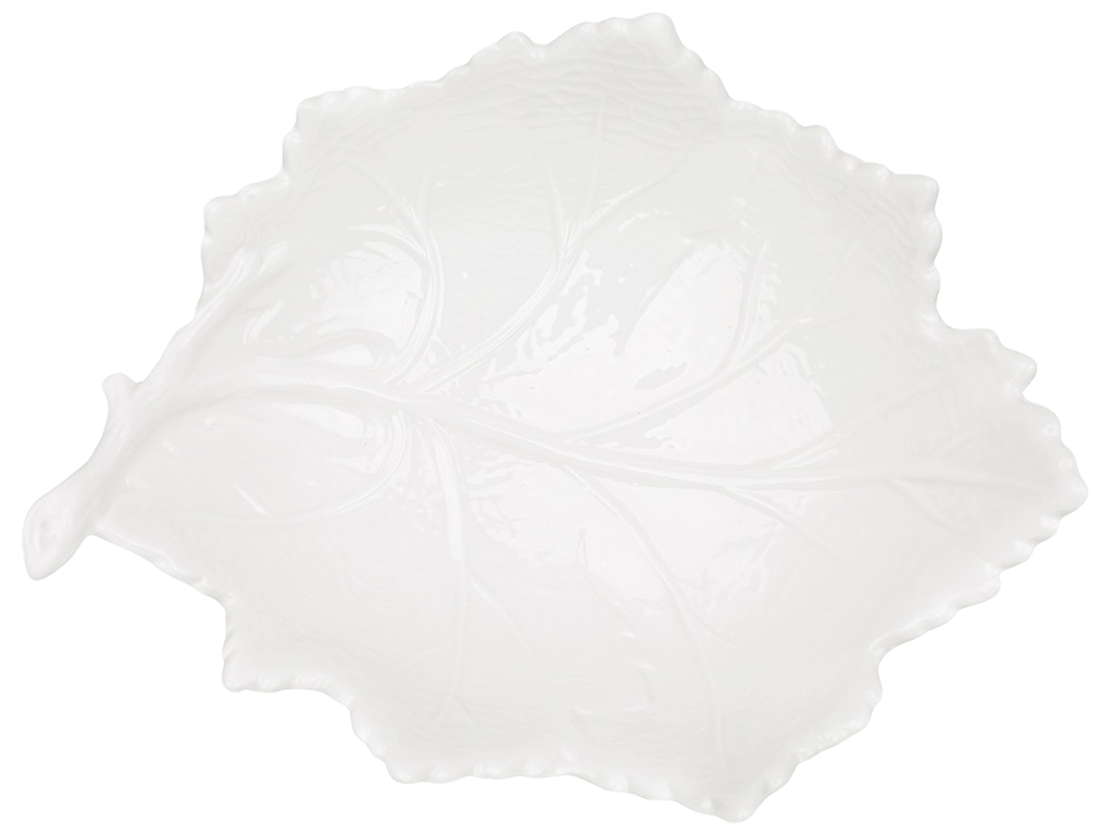 Салатник фарфоровый Leaf, форма листа, белый, 30,3 × 23 × 9 см