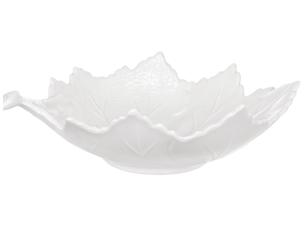 Салатник фарфоровый Leaf, форма листа, белый, 30,3 × 23 × 9 см