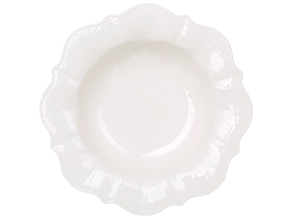 Тарелка суповая фарфоровая Fleur Blanche, белая, 400 мл