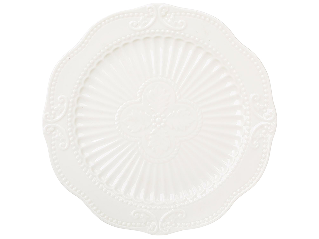 Тарелка фарфоровая Elegance White, белая, 20×1,7 см